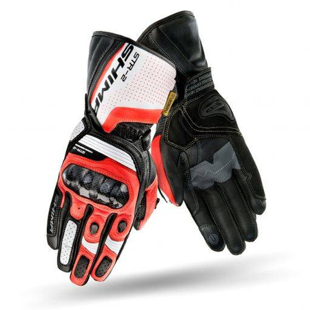 RĘKAWICE SKÓRZANE SHIMA STR-2 BLACK RED FLUO