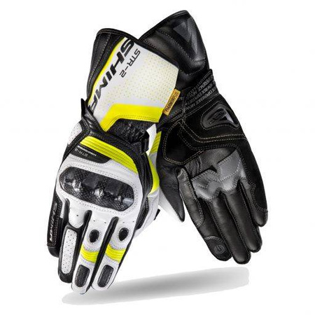 RĘKAWICE SKÓRZANE SHIMA STR-2 BLACK WHITE FLUO